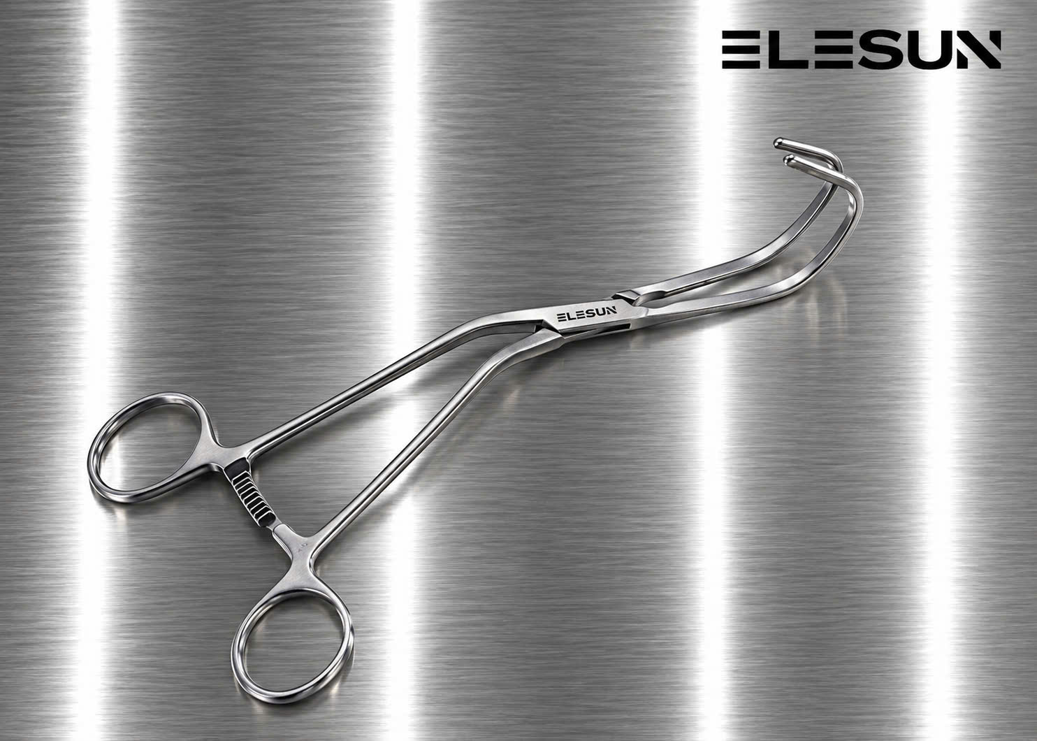 Kẹp ELESUN chuôi xỏ ngón với thân dài, ngàm gập góc và khóa ratchet